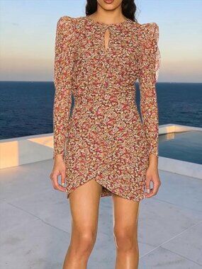 Bardot Revolve Ruched Ditsy Floral Mini Dress S Ditsy Floral